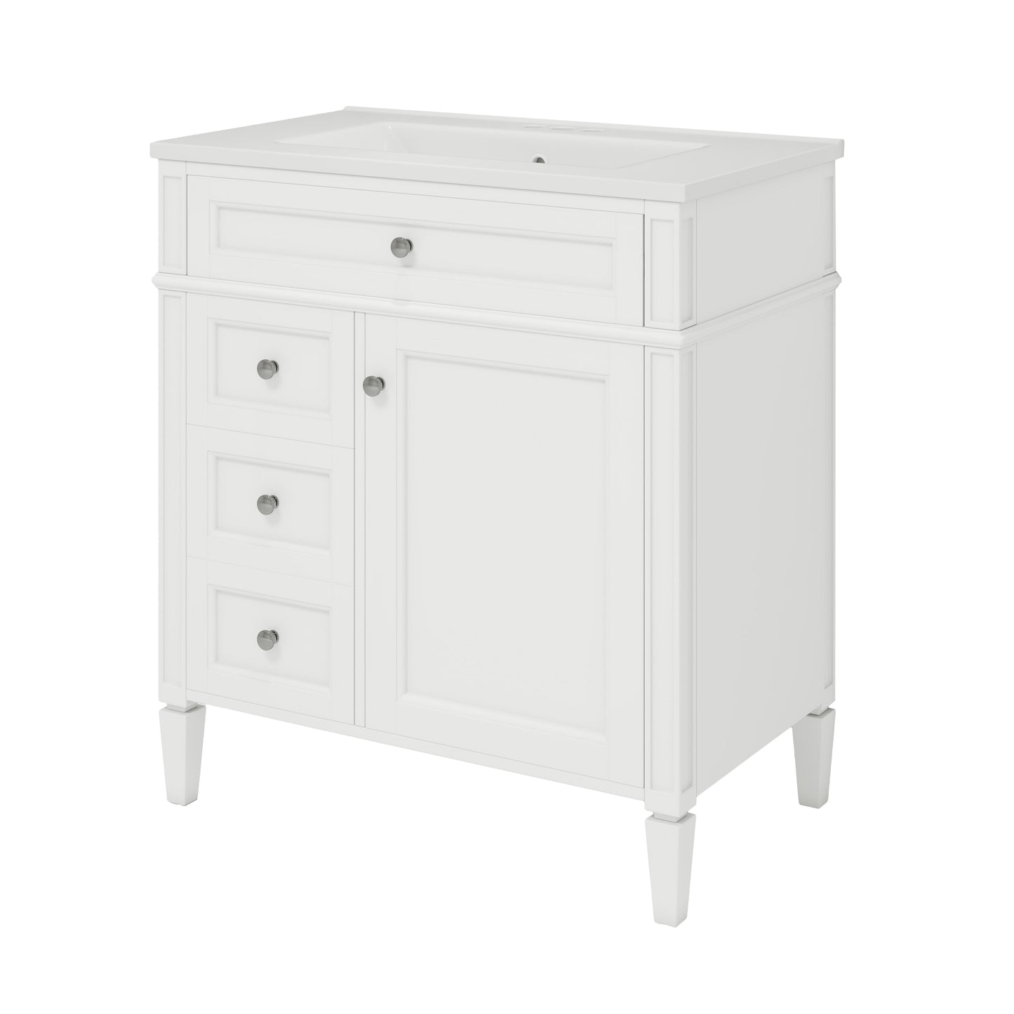 30'' Modern Bathroom Vanity with Sink & Storage - White