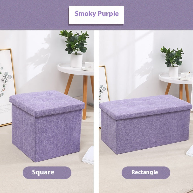 Foldable Shoe Storage Bench with Cotton Linen Upholstery - Multi-Color