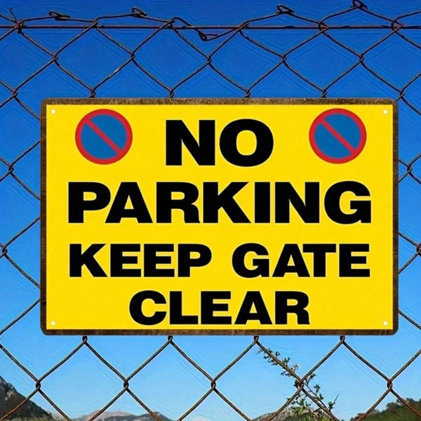 Vintage No Parking Keep Gate Clear Metal Sign - 8x12 Inch