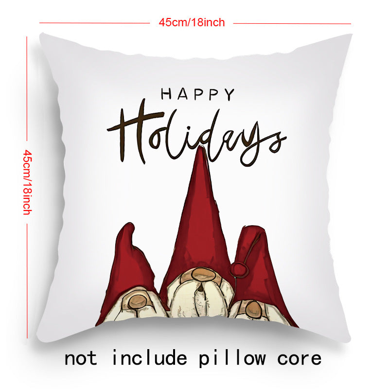 Holiday Cartoon Santa Claus Elk Pillow Cover 45x45cm Sofa Cushion Decor