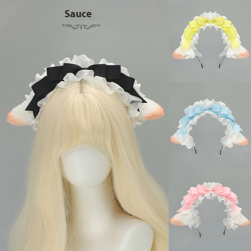 Lolita Sheep Ear Headband - Maid Style Costume Accessory for Party & Dress Up