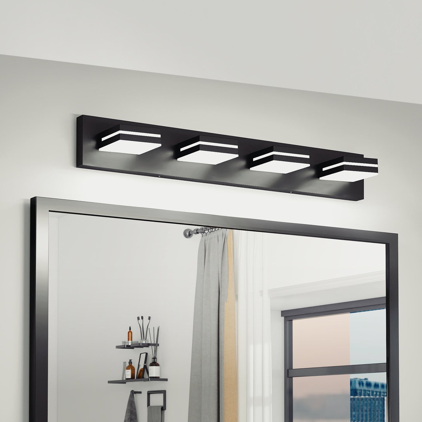 Modern Chrome LED Vanity Light - 4-Light Wall Sconce