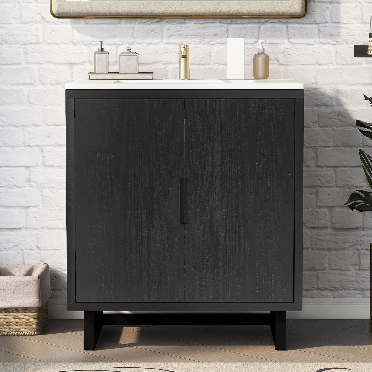 30" Bathroom Vanity Set with Sink and Storage Cabinet - Black