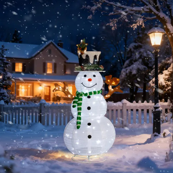 4FT Lighted Snowman with Squirrel - Christmas Yard Decoration