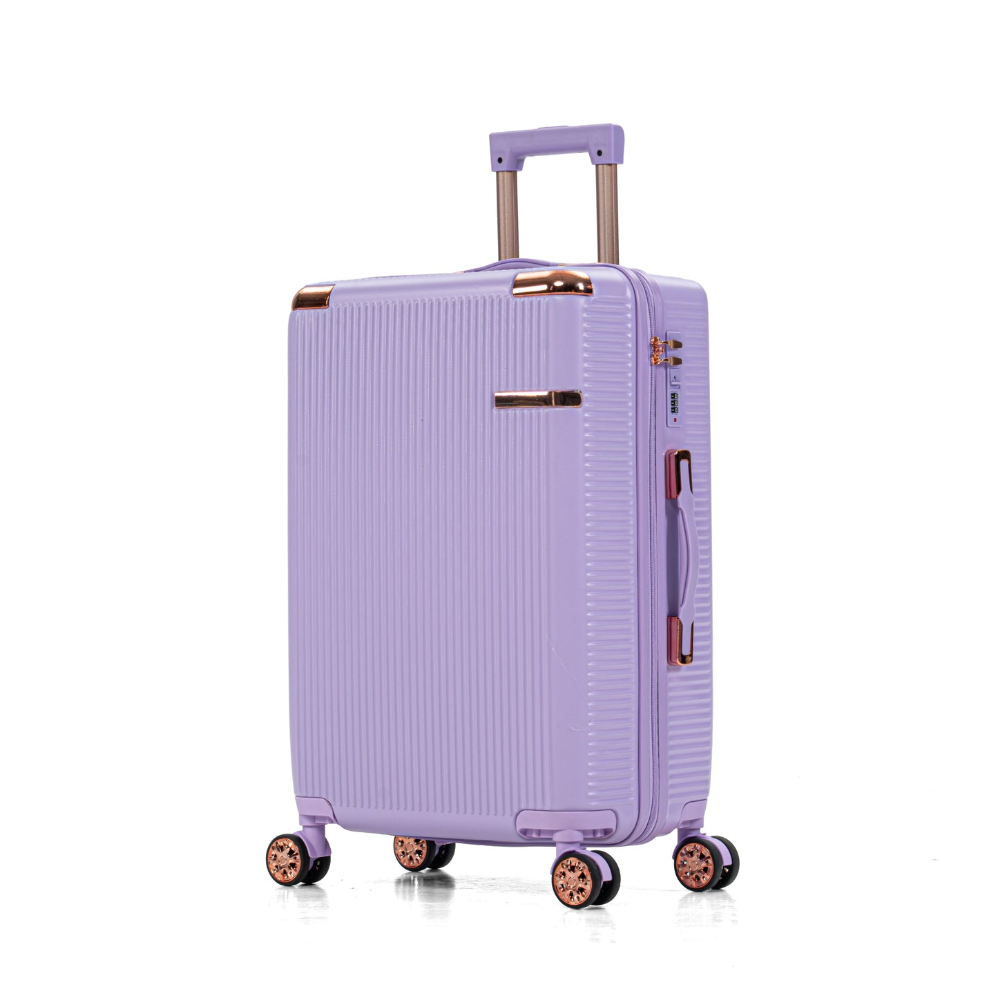 4-Piece Lightweight Hard Luggage Set with 360° Wheels - Purple