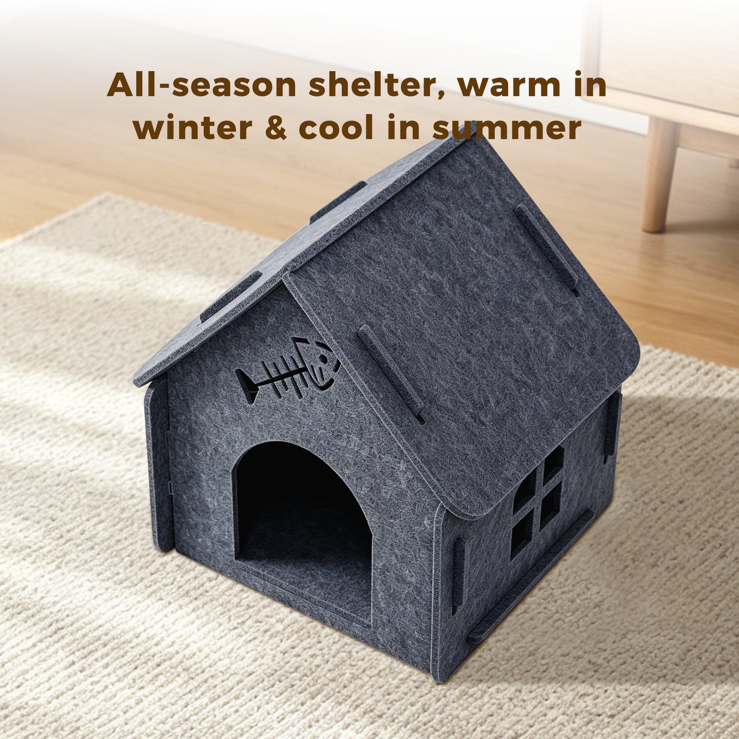 Pet Cat House with Self Pickup - Soft Cozy Cat Shelter in Multiple Colors