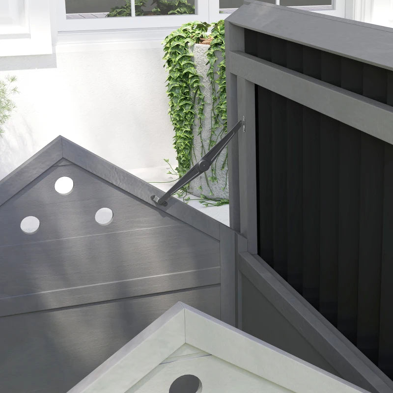 Wooden Duck Coop with Openable Roof & Double Doors - Light Gray Pet House