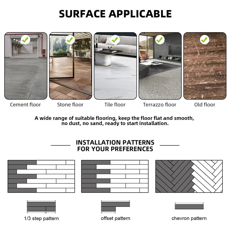 Self-Adhesive Vinyl Plank Flooring - 30 Pieces, 45 Sq Ft