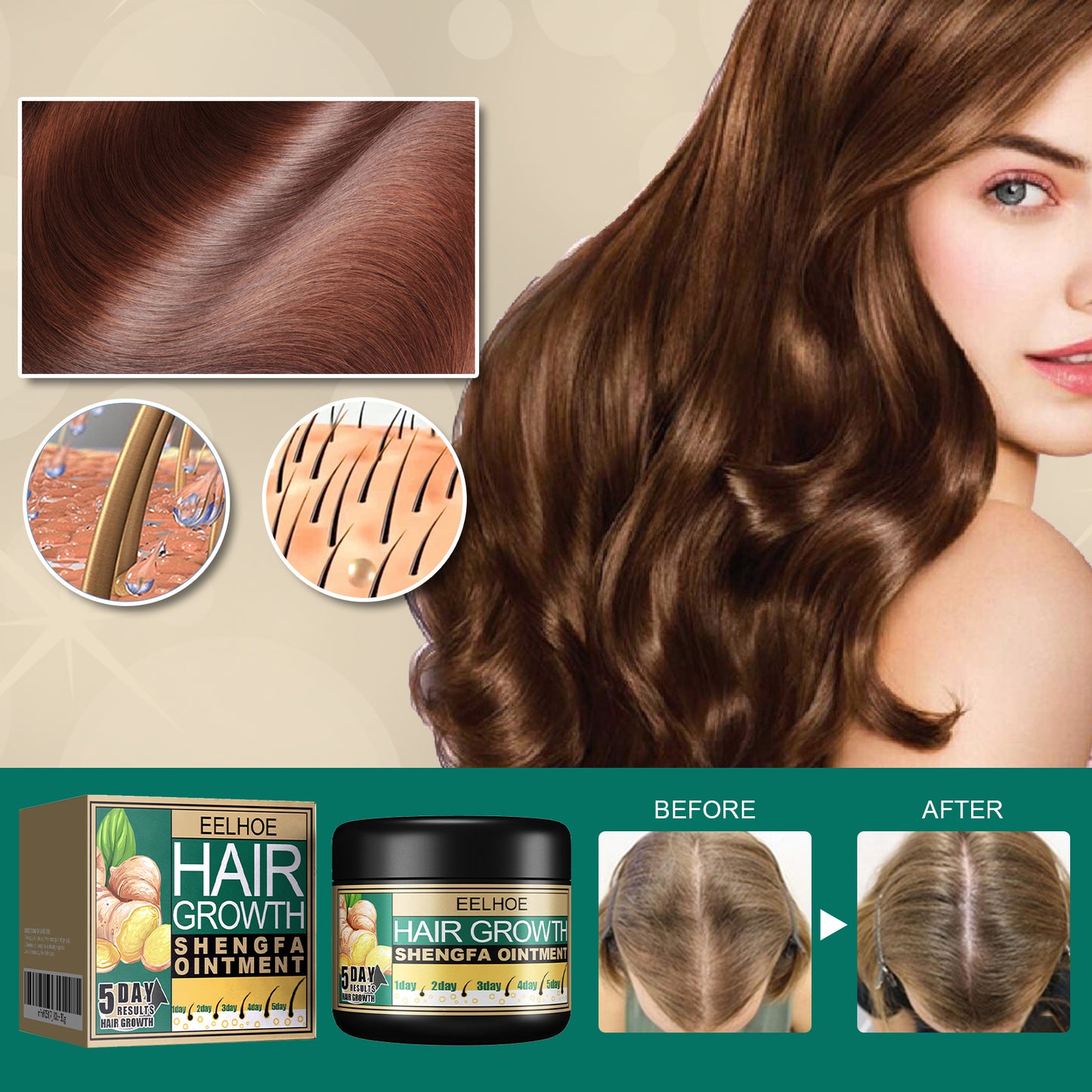 Ginger Hair Growth Ointment - Nourishing Scalp Treatment for Thinning Hair