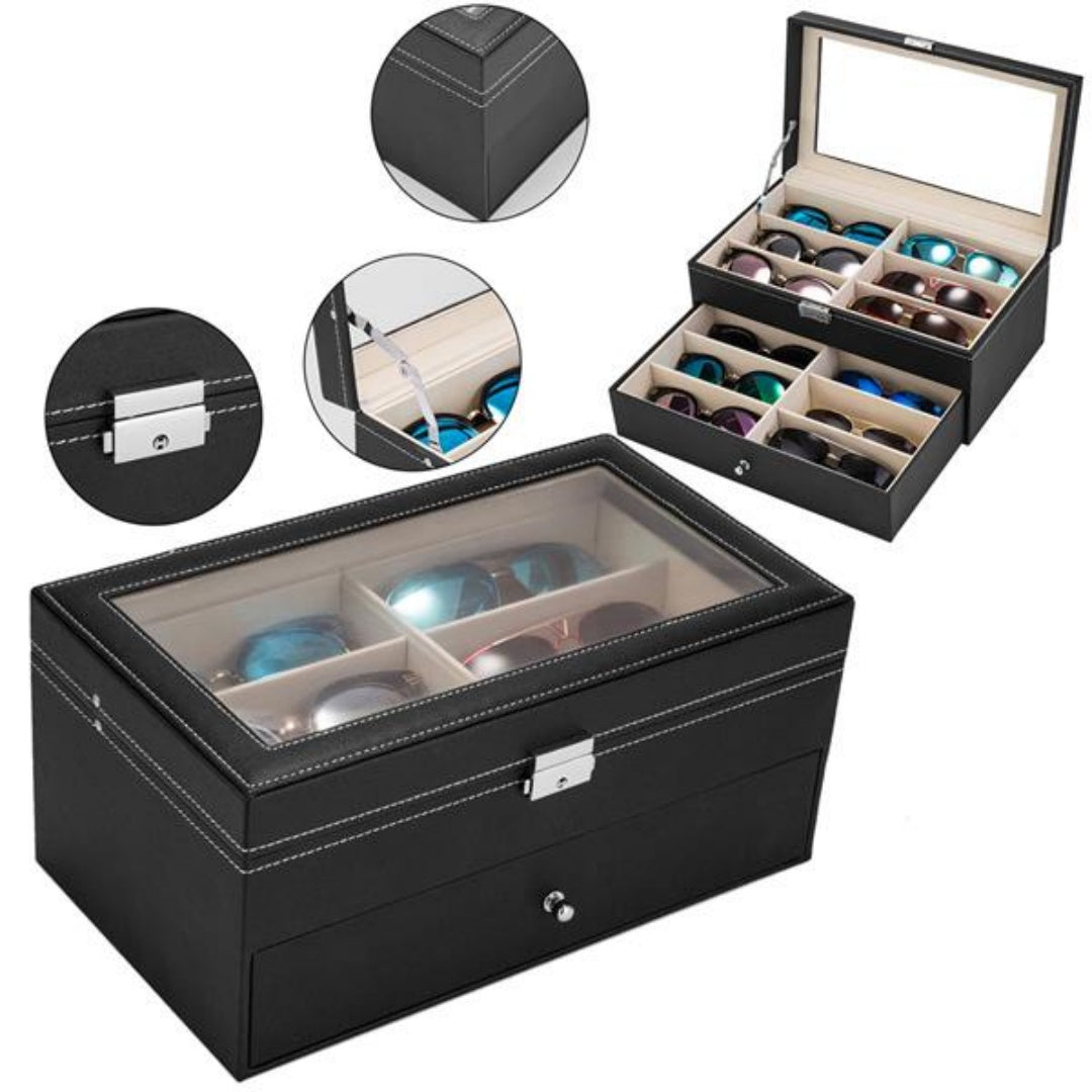 Leather 12 Piece Eyeglasses Storage And Sunglass Glasses Display
