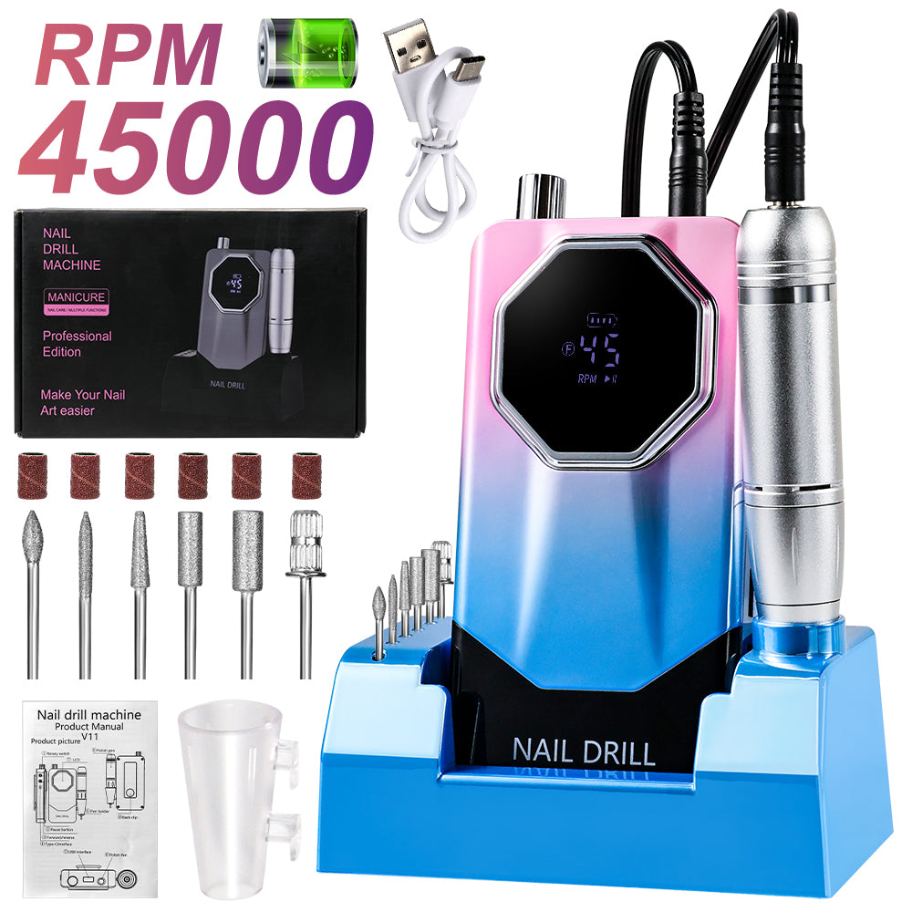 45,000 RPM Professional Cordless Nail Drill - Portable Electric Nail File Set