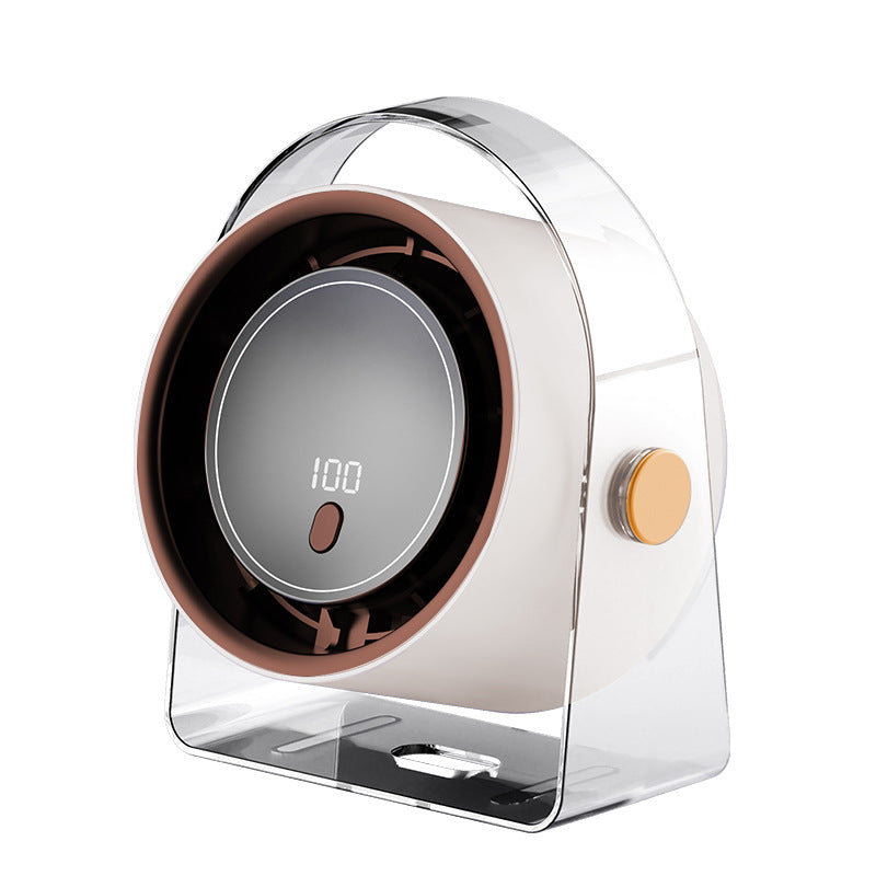Mini USB Rechargeable Circulating Fan with Digital Display - Multi-Speed, Wall & Desktop Use
