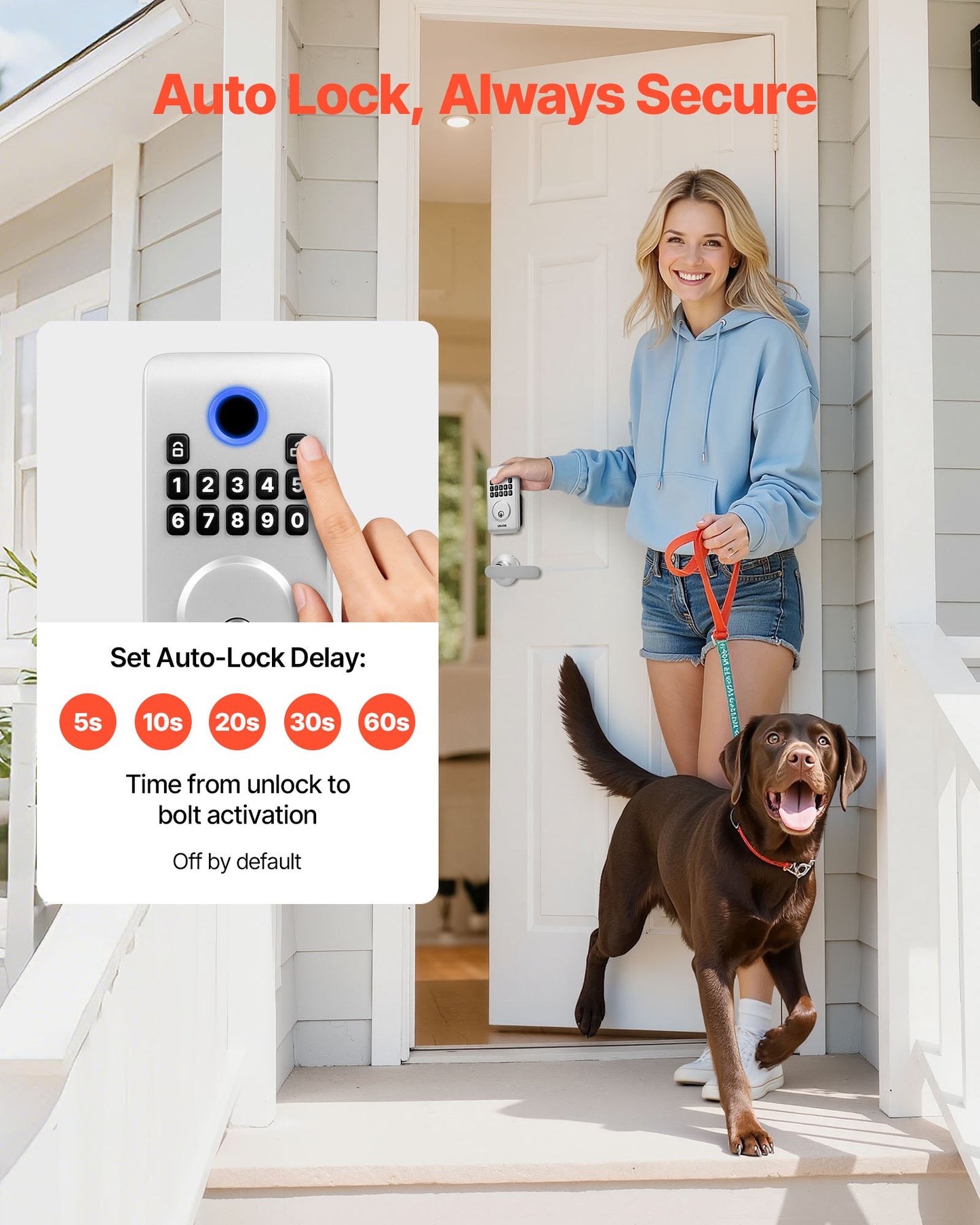 Keyless Entry Door Lock with Handle Set - Electronic Keypad Deadbolt, Auto Lock, Anti-Peek, Black