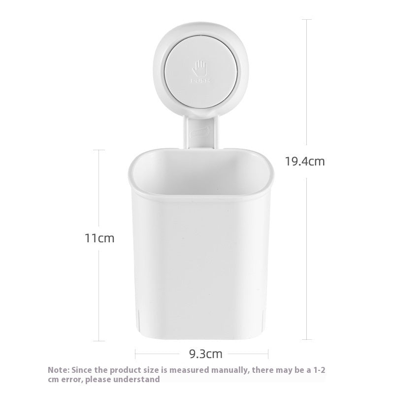 Wall-Mounted Toothbrush Holder with Suction Cups, 2-Layer Plastic Storage Box