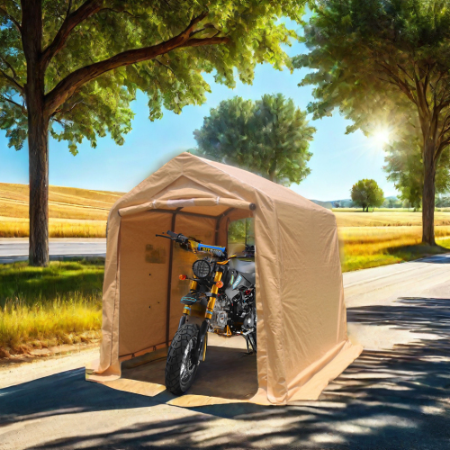 7x12ft Portable Garage Shelter with Roll-Up Doors - Sand
