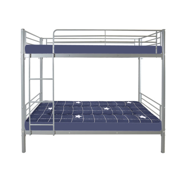 Iron Bed Bunk With Ladder For Kids Twin Size Gray