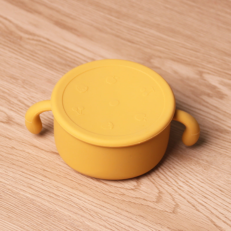 Children's Silicone Snack Bowl with Dustproof Lid and Handles for Kids
