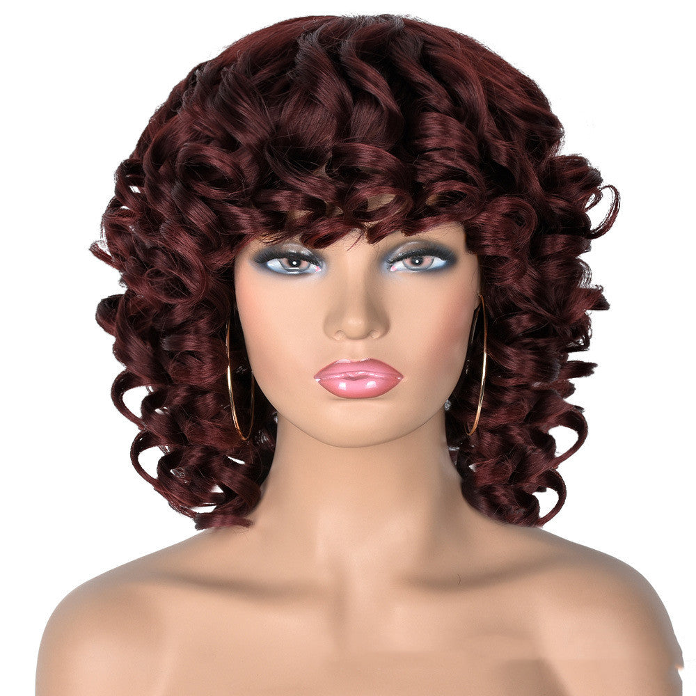 Women's Gradient Roman Volume Full Head Cover Wig - Synthetic, Curly Hair, 30cm Length