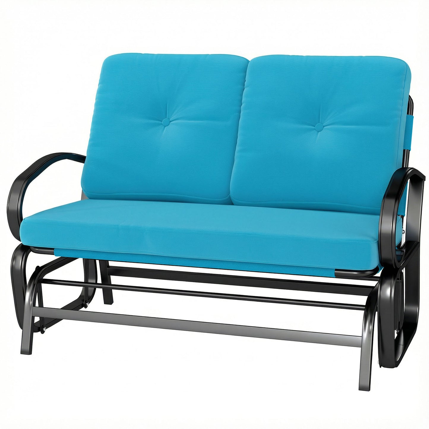 2-Person Outdoor Glider Bench with Tufted Cushions - Blue