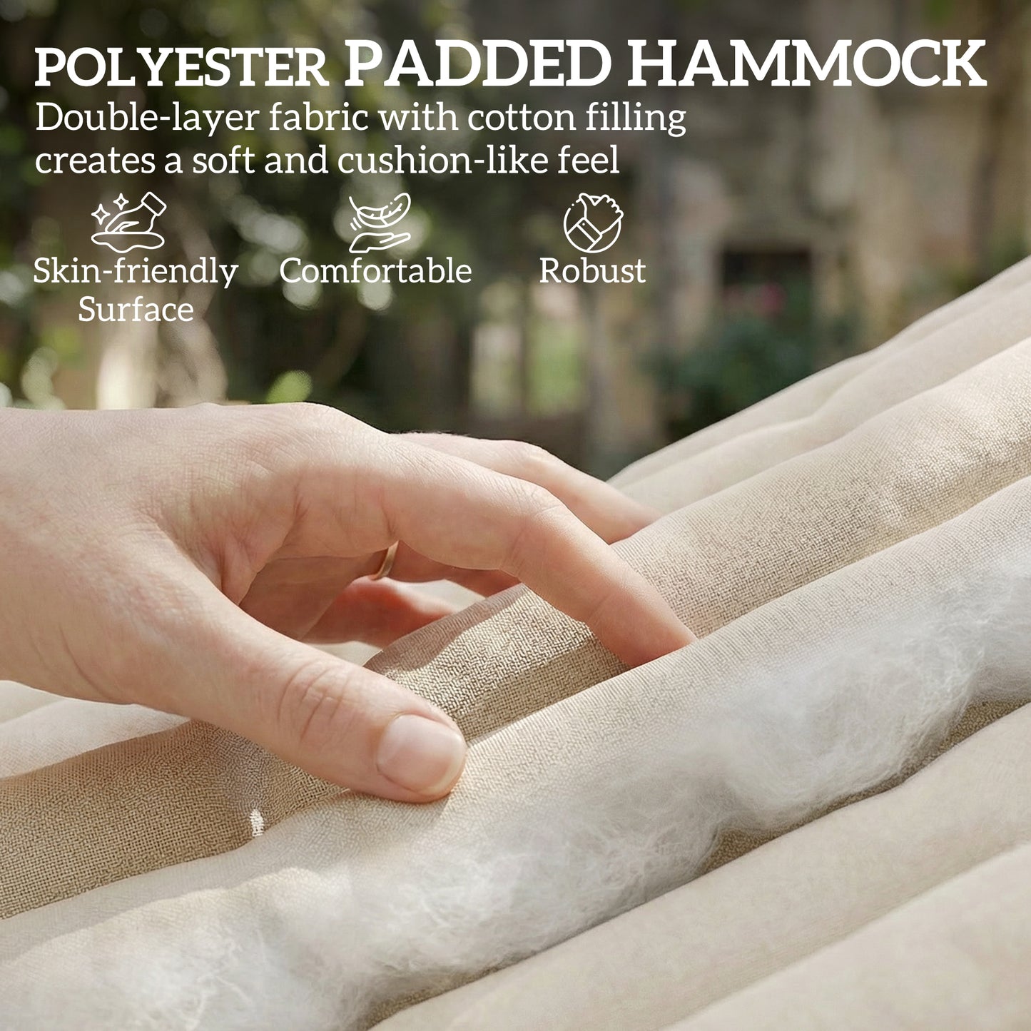 2-Person Outdoor Hammock with Pillow & Pad - Cream White