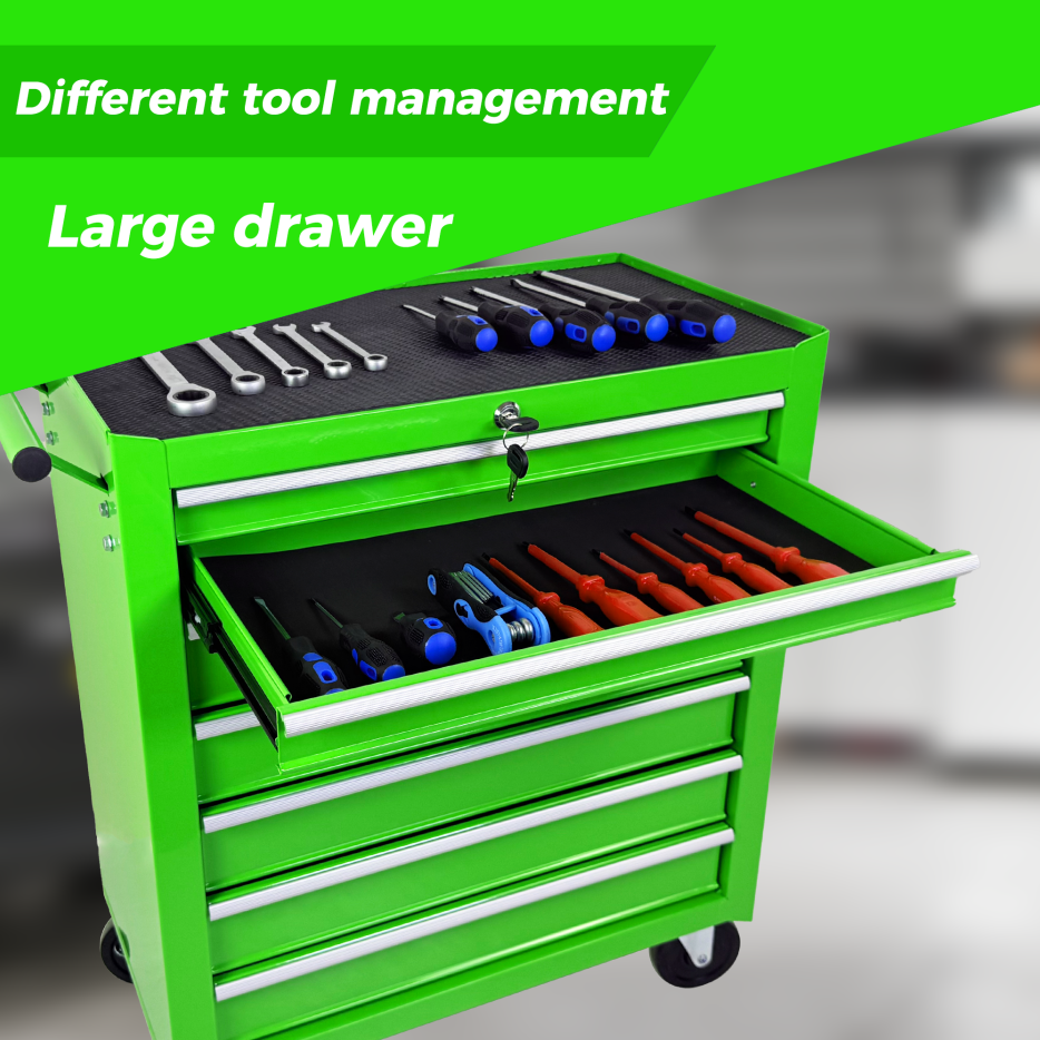 7-Drawer Rolling Tool Chest with Wheels - Green