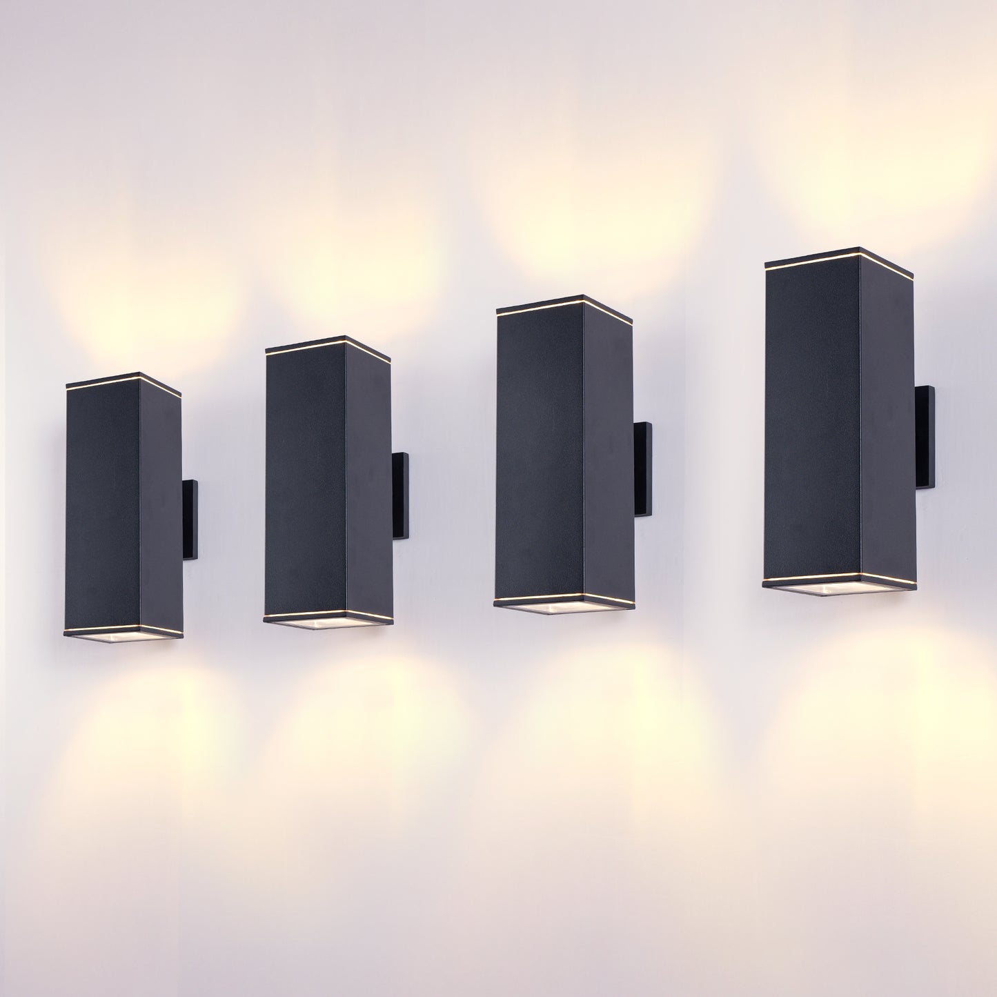 12in Modern Outdoor Wall Lights 4 Pack - Up & Down Porch Lighting Aluminum Waterproof Fixture