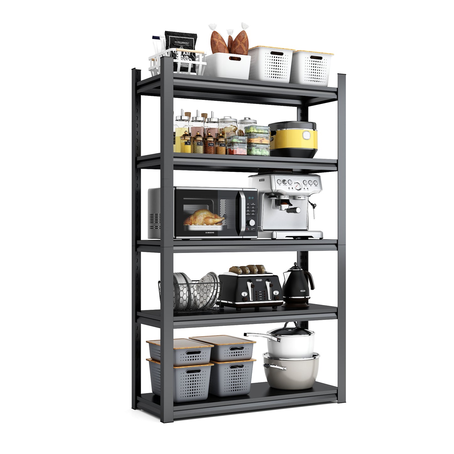 72 H 5 Tier Metal Shelves For Storage Garage Shelving 2000LBS Heavy