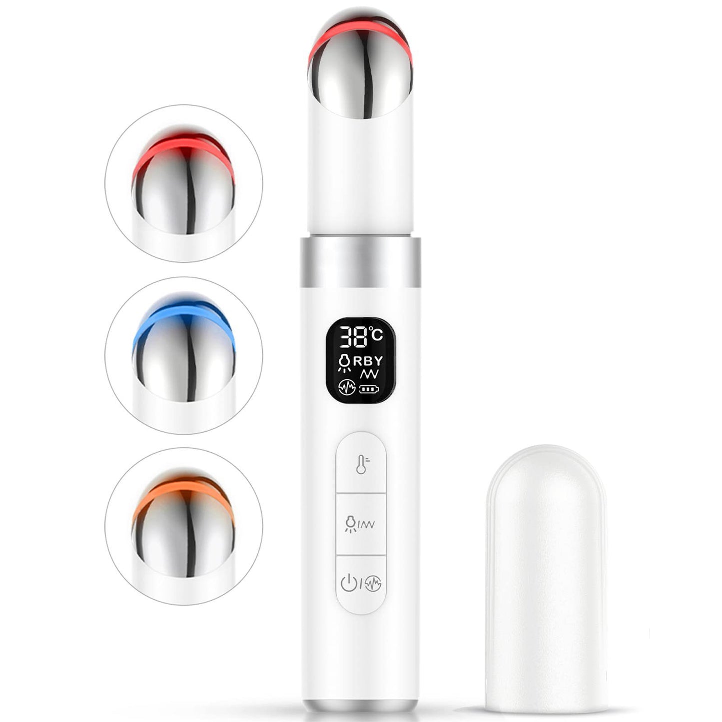 Eye Bag Removing Face Massager with Color Light - White