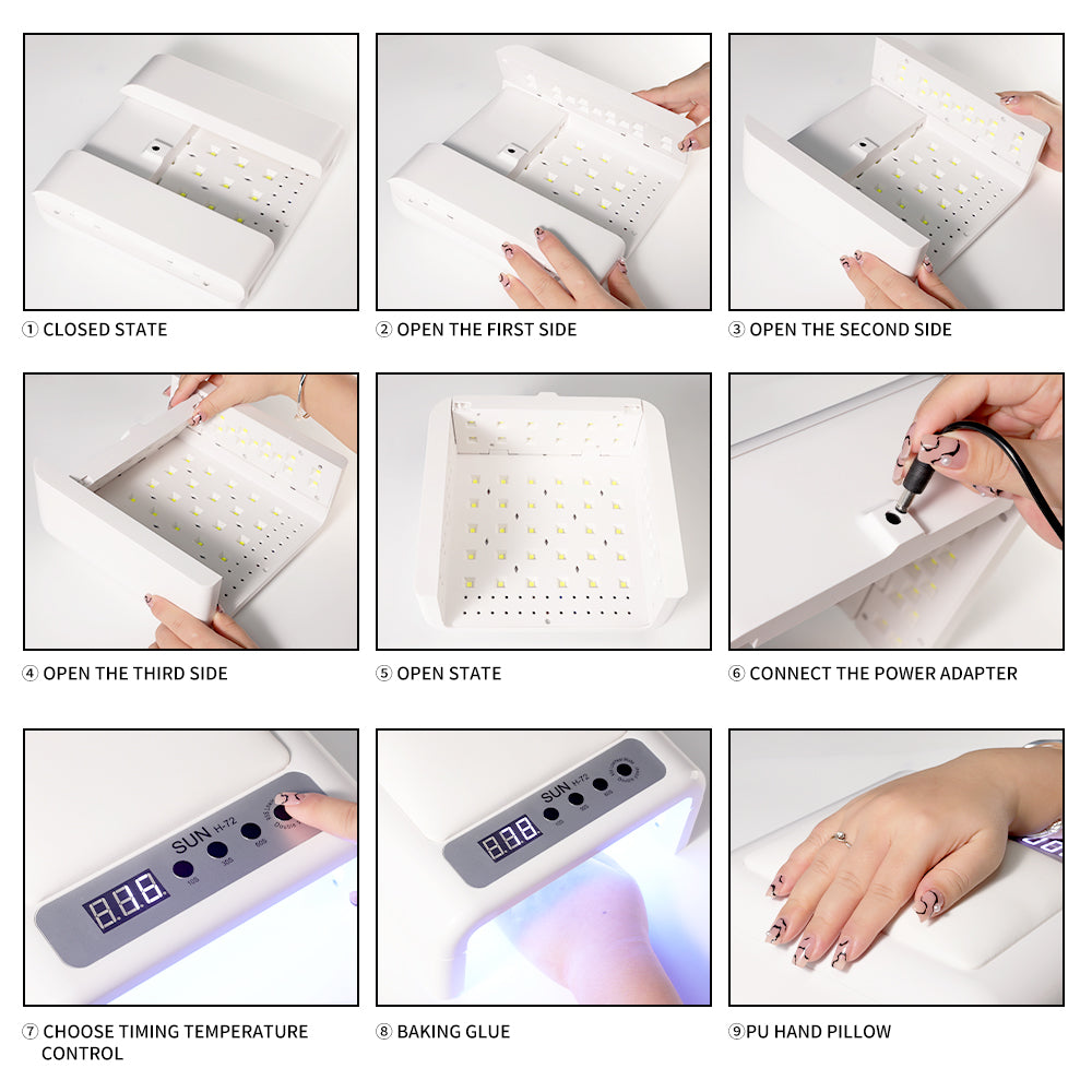 Professional 2-in-1 UV LED Nail Lamp with Arm Rest - White