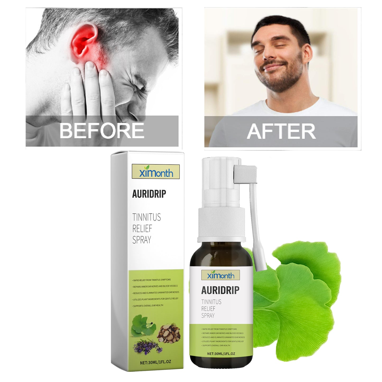 Ear Soothing Spray 30ml for Ear Relief & Tinnitus Relief - Gentle Ear Care Solution