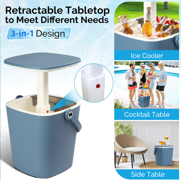 4 Gallon Portable Outdoor Cooler Table with Lid & Bottle Opener