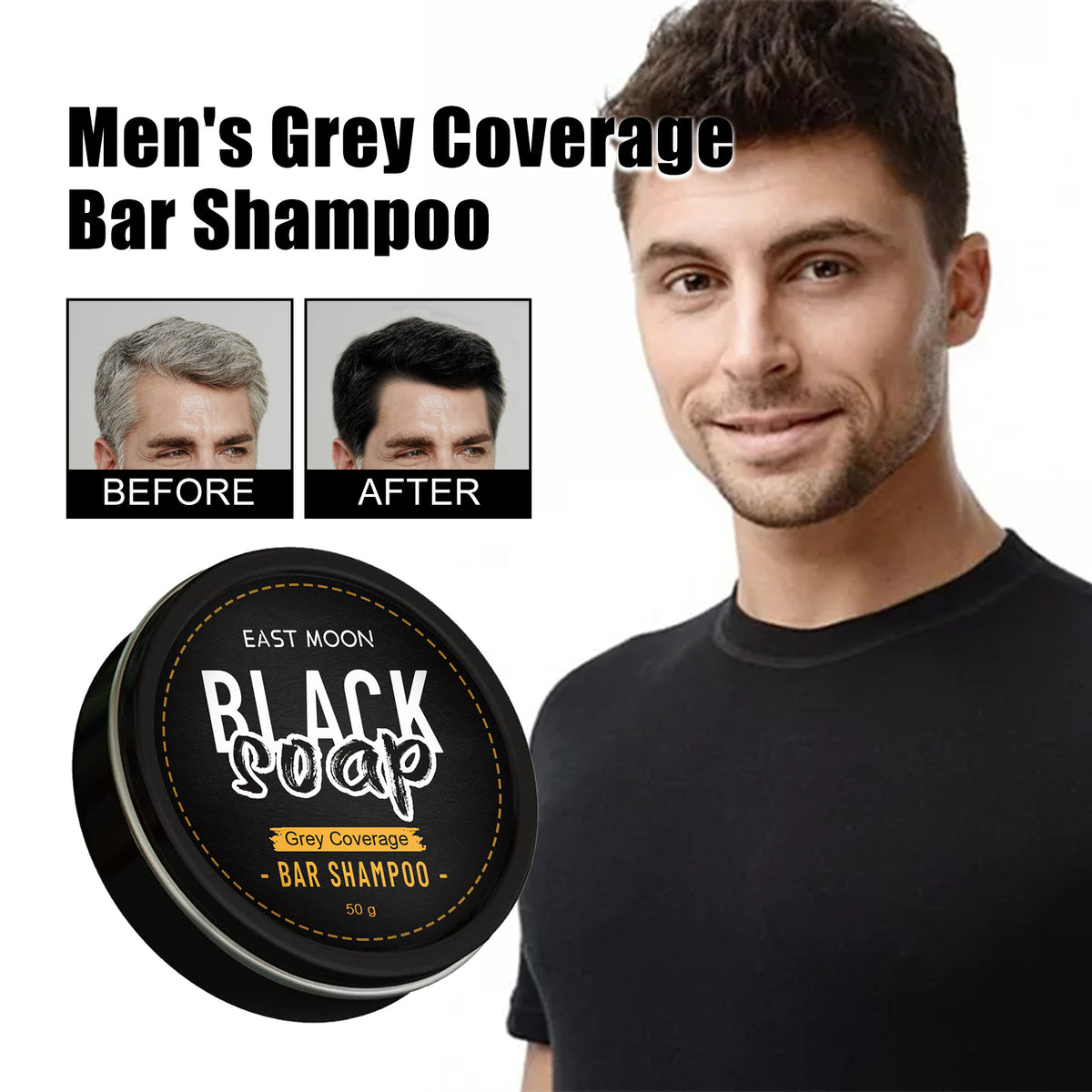 Men's Black Hair Soap – 50g