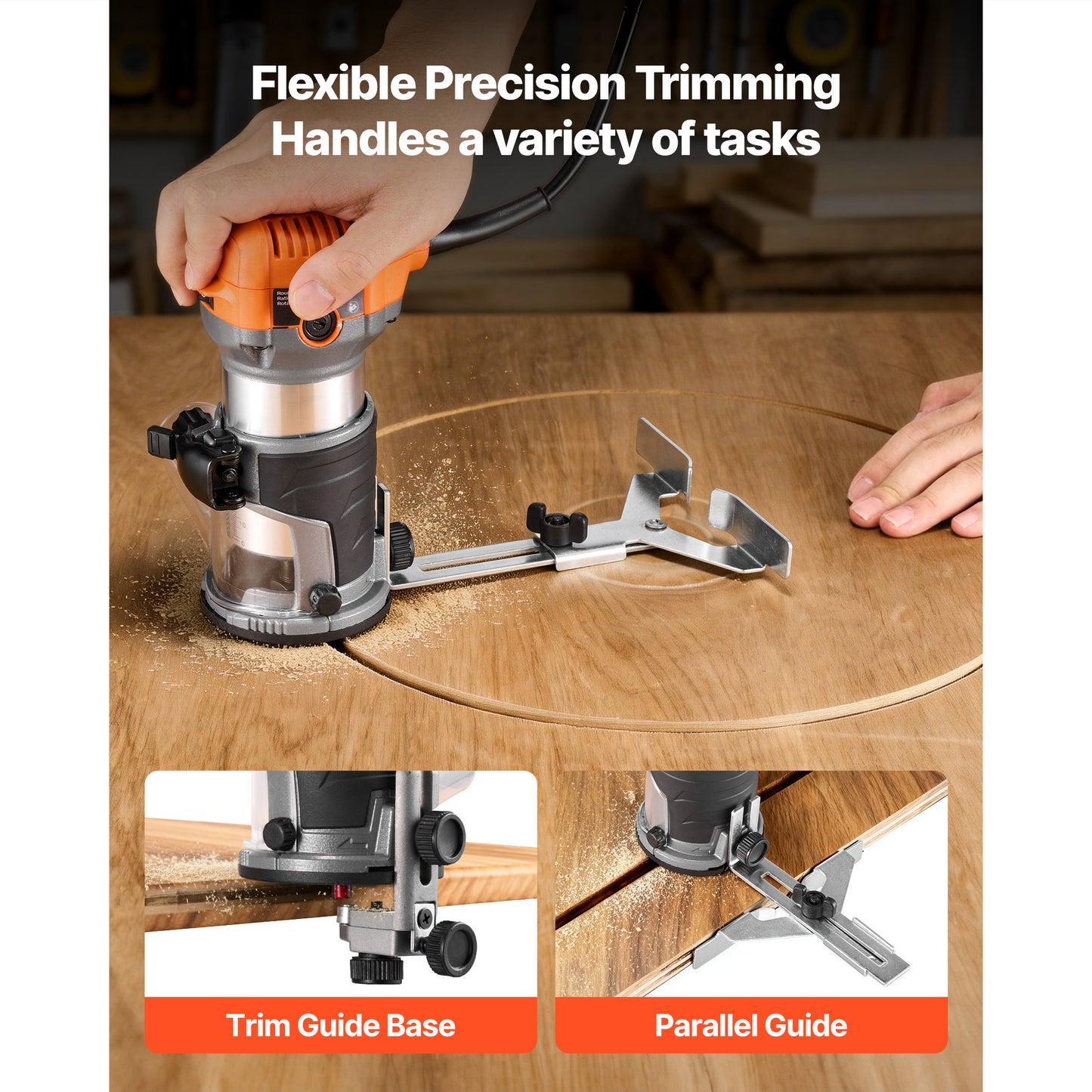 Wood Router 1 HP 710W Variable Speed Palmm Router for Woodworking & DIY Projects