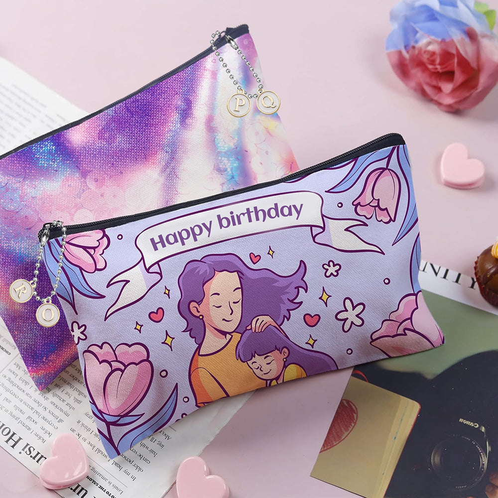 12 Pcs DIY Paintable Canvas Pouch Set with Charms and Chains