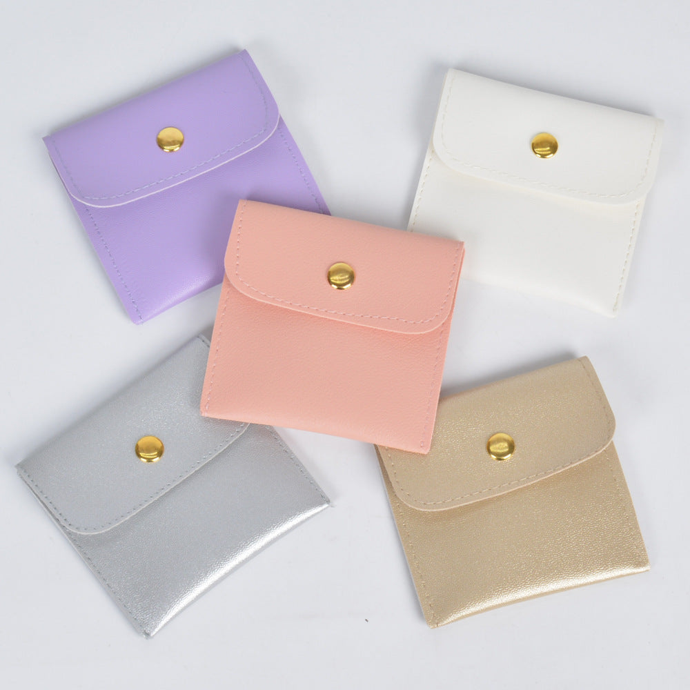 Leather Jewelry Storage Bag Flip Button Case for Accessories