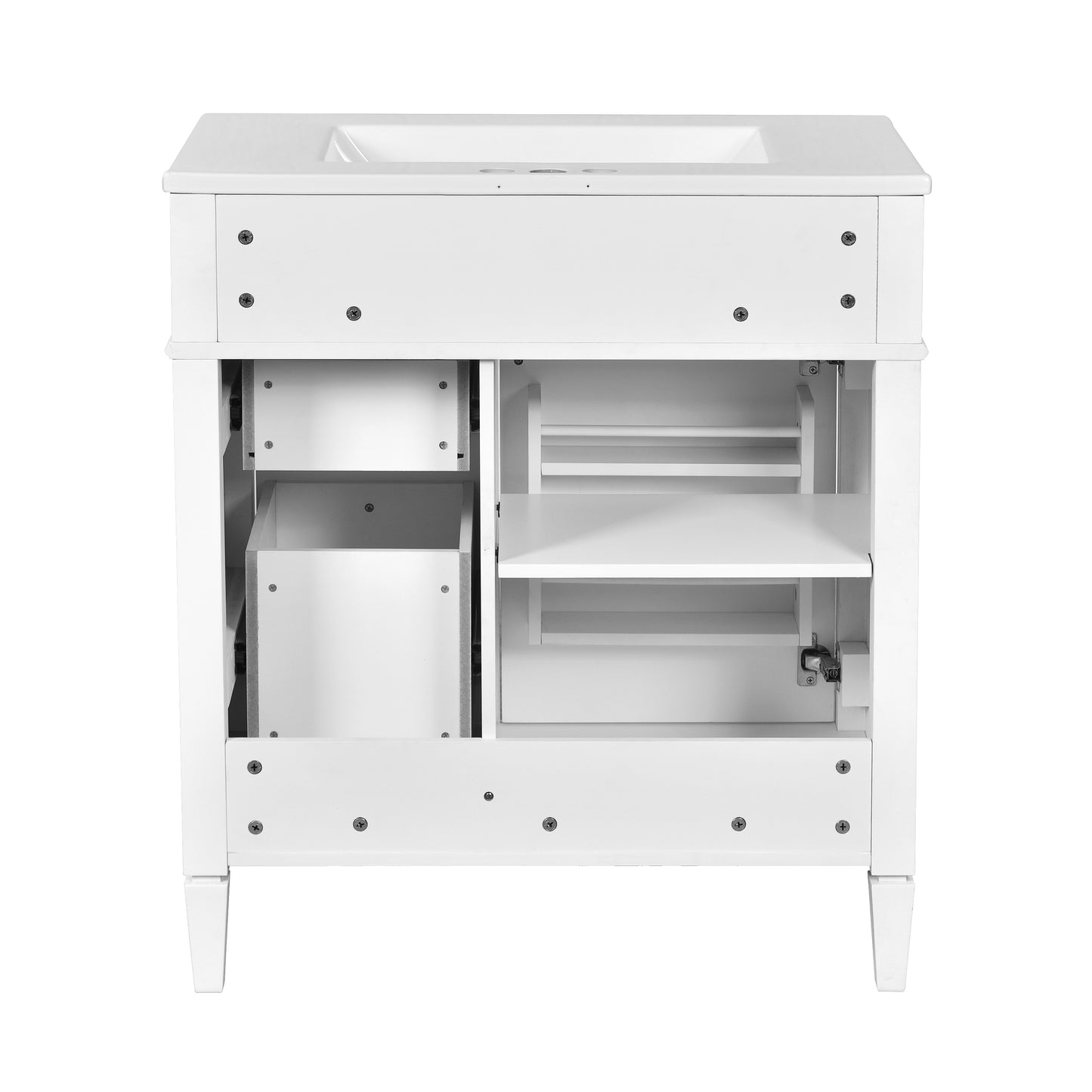 30'' Modern Bathroom Vanity with Sink & Mirror Cabinet - White