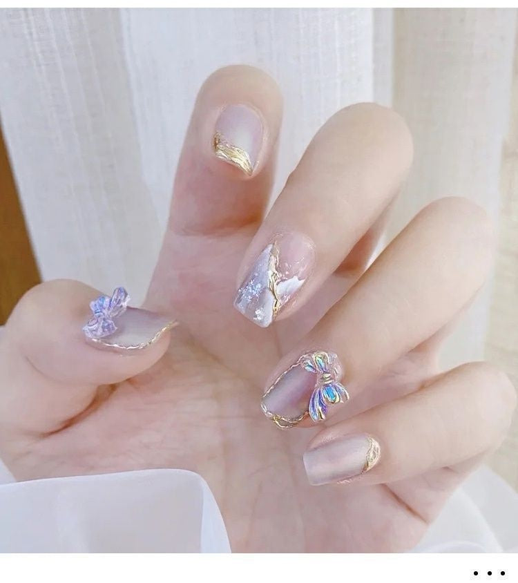 Butterfly Nail Ornament Set - 50pcs 3D Resin Fairy Nail Art Decorations