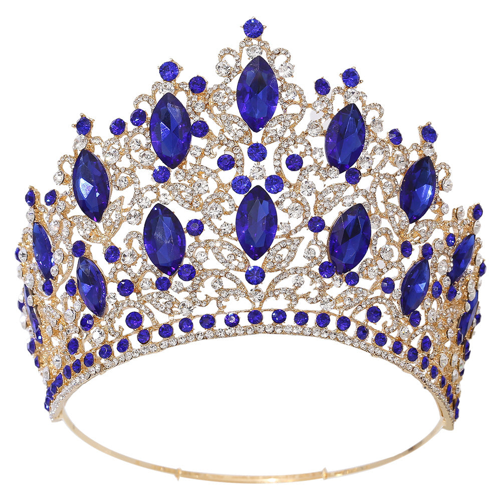 Elegant Bridal Crown Headpiece with Diamond-Accented Alloy Design - Multiple Colors