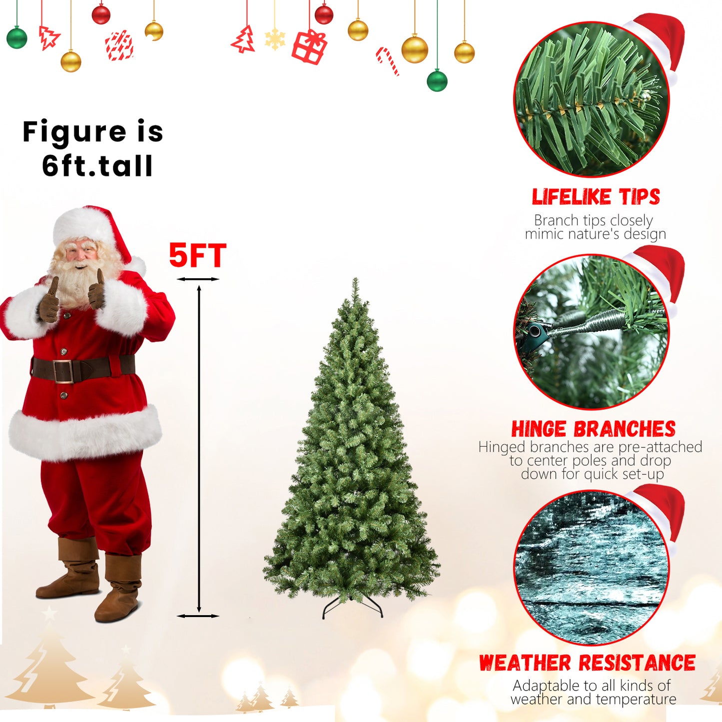 Prelit PVC Christmas Tree - Multiple Heights Available