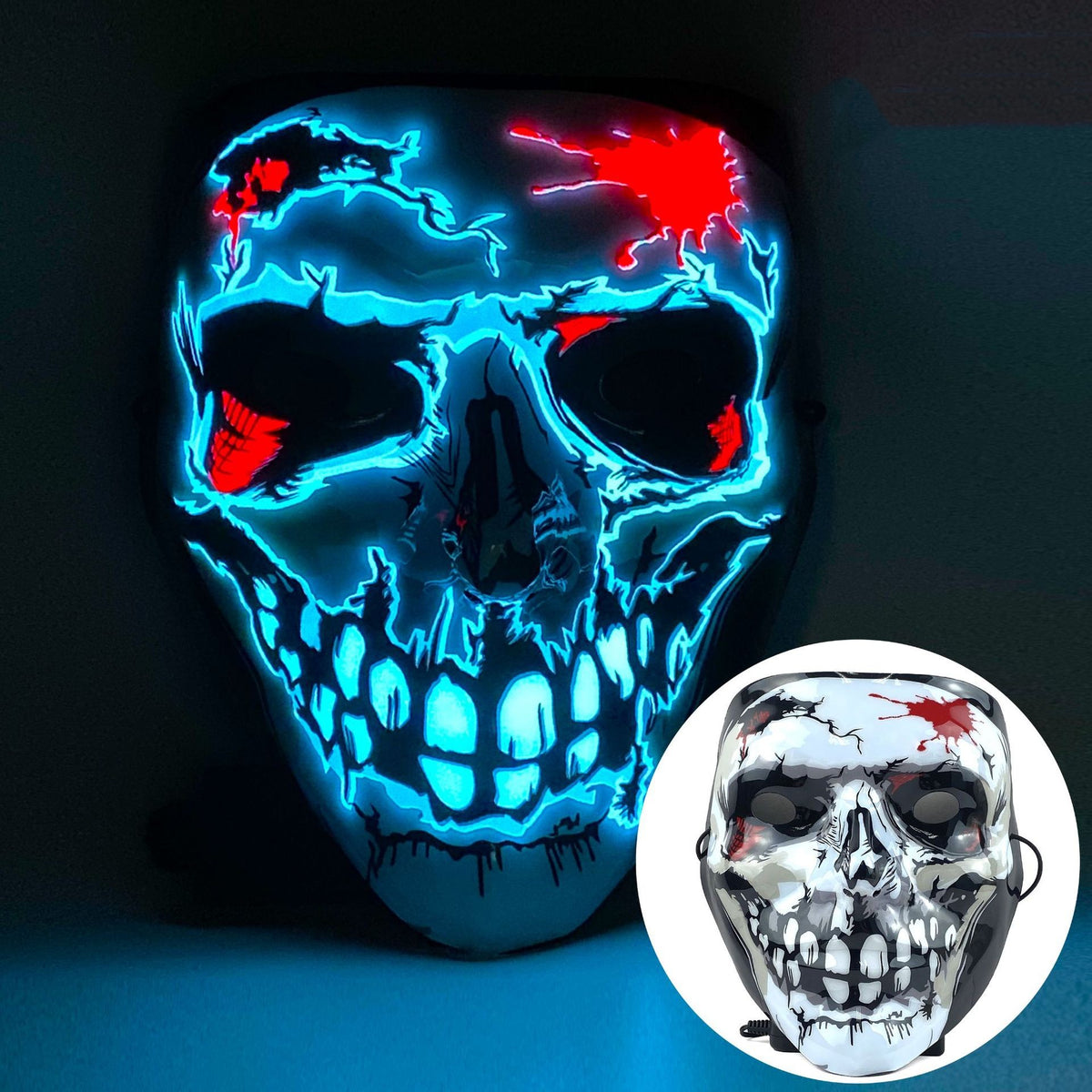 Luminous Skull 3D Disco Party Mask - Electroluminescent Halloween Costume