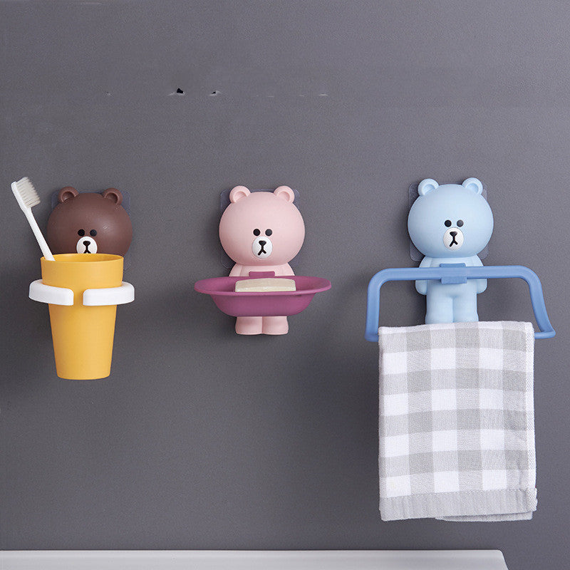 Children's Toothbrush Cup Holder Rack with Suction Cup - Multiple Colors