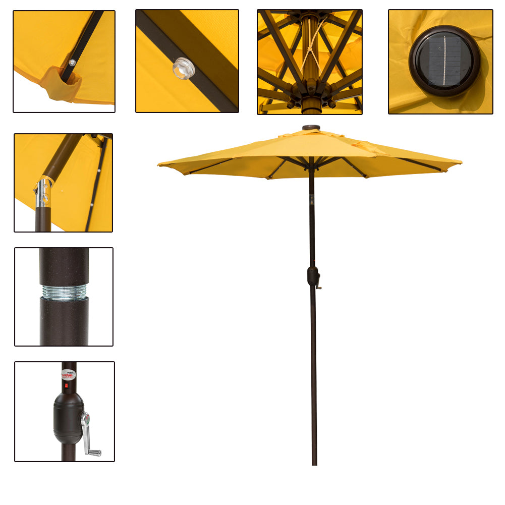 7ft Solar-Powered Outdoor Patio Umbrella with Tilt - Yellow