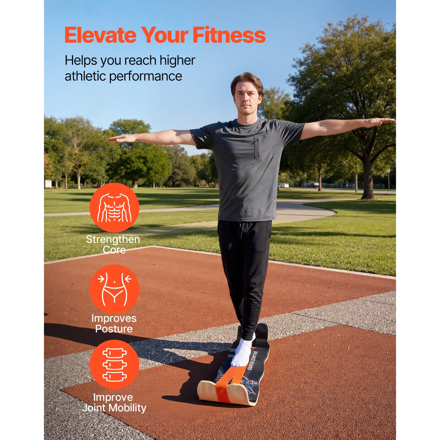 Balance Board for Adults - Wooden Wobble Trainer for Core Workouts & Standing Desk Exercise