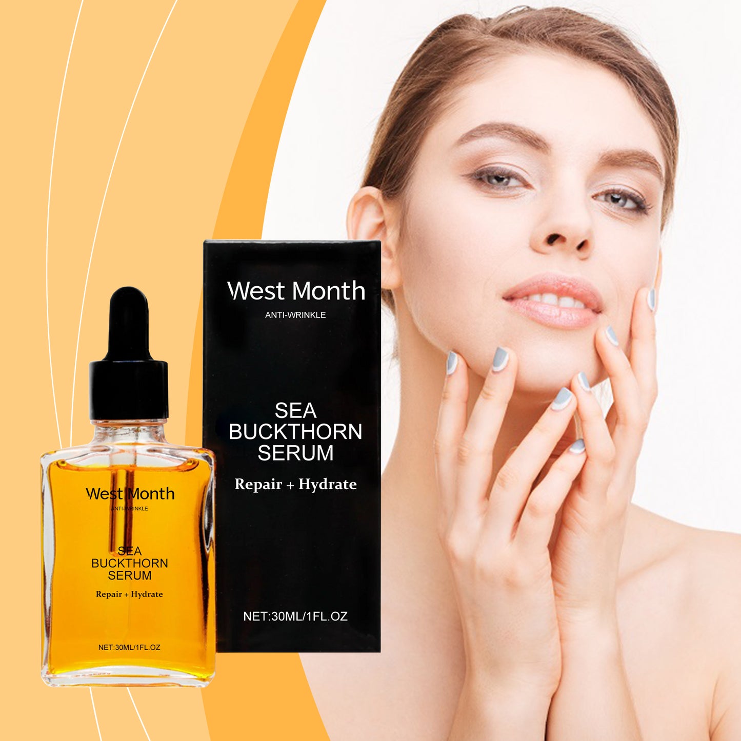 Sea Buckthorn Moisturizing Face Serum with Hyaluronic Acid - 30ml