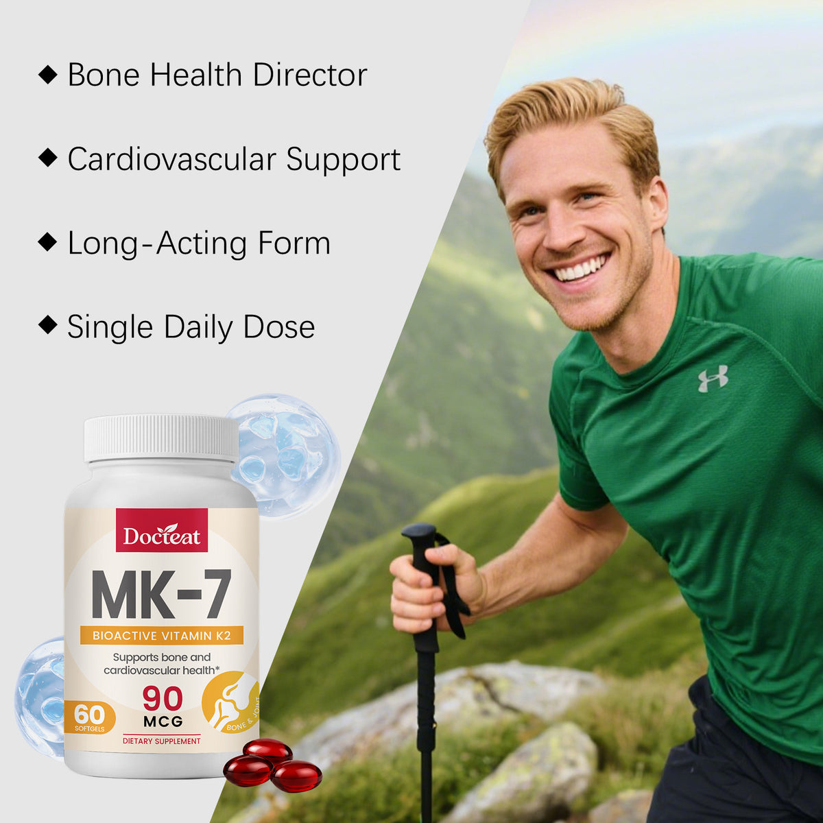 Vitamin K Dietary Supplement Softgel Capsules - 60 Count