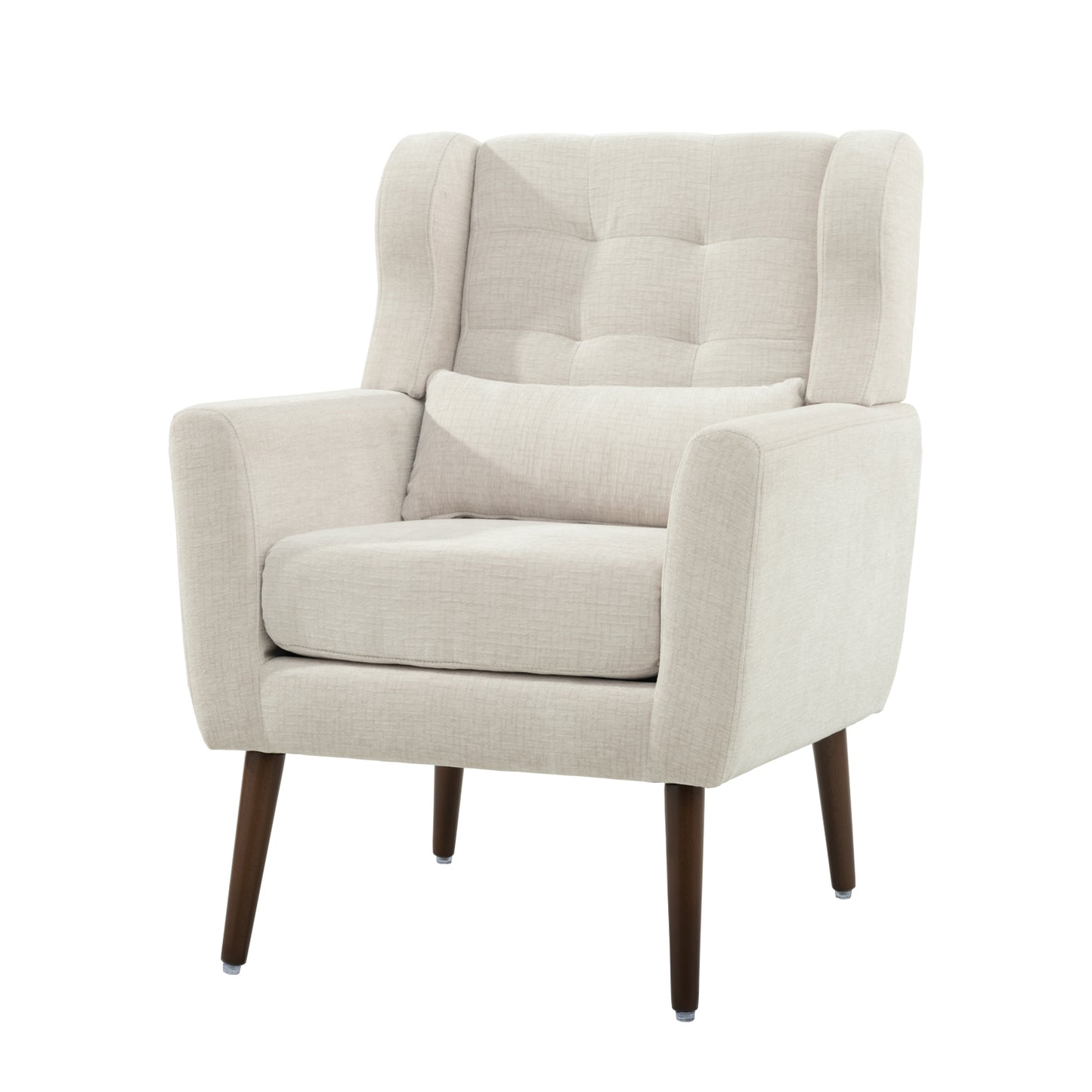 Modern Beige Accent Chair - Upholstered Foam Filled Living Room Seating