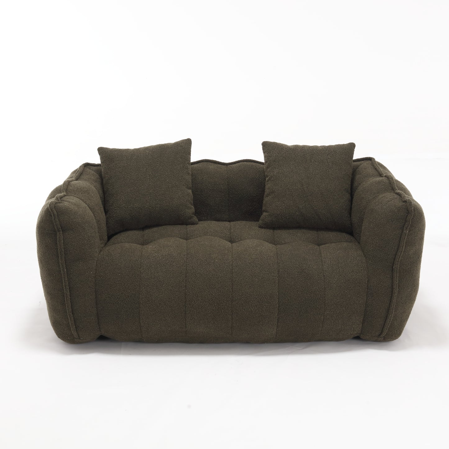 Olive Green Soft Beanbag Chair for Two - Chenille Foam Recliner