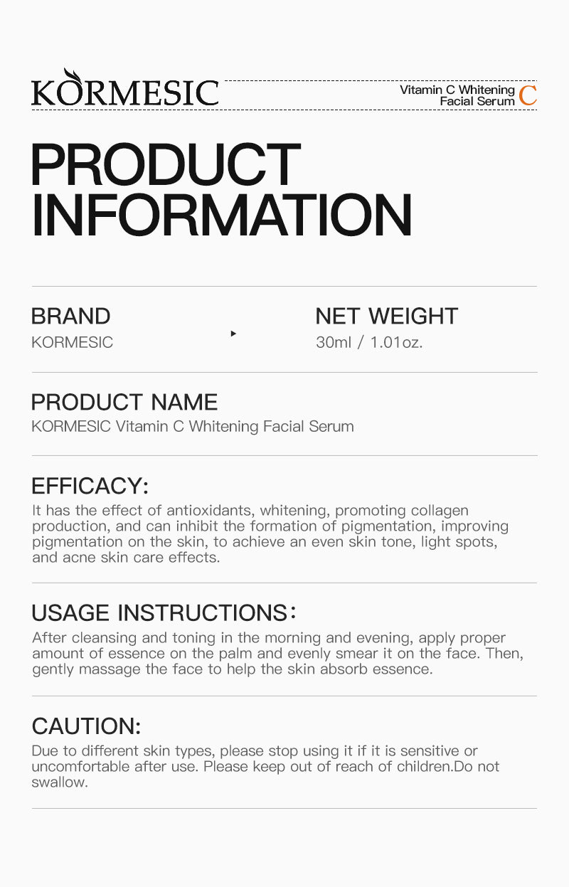 Vitamin C Whitening and Brightening Facial Serum - 30ml