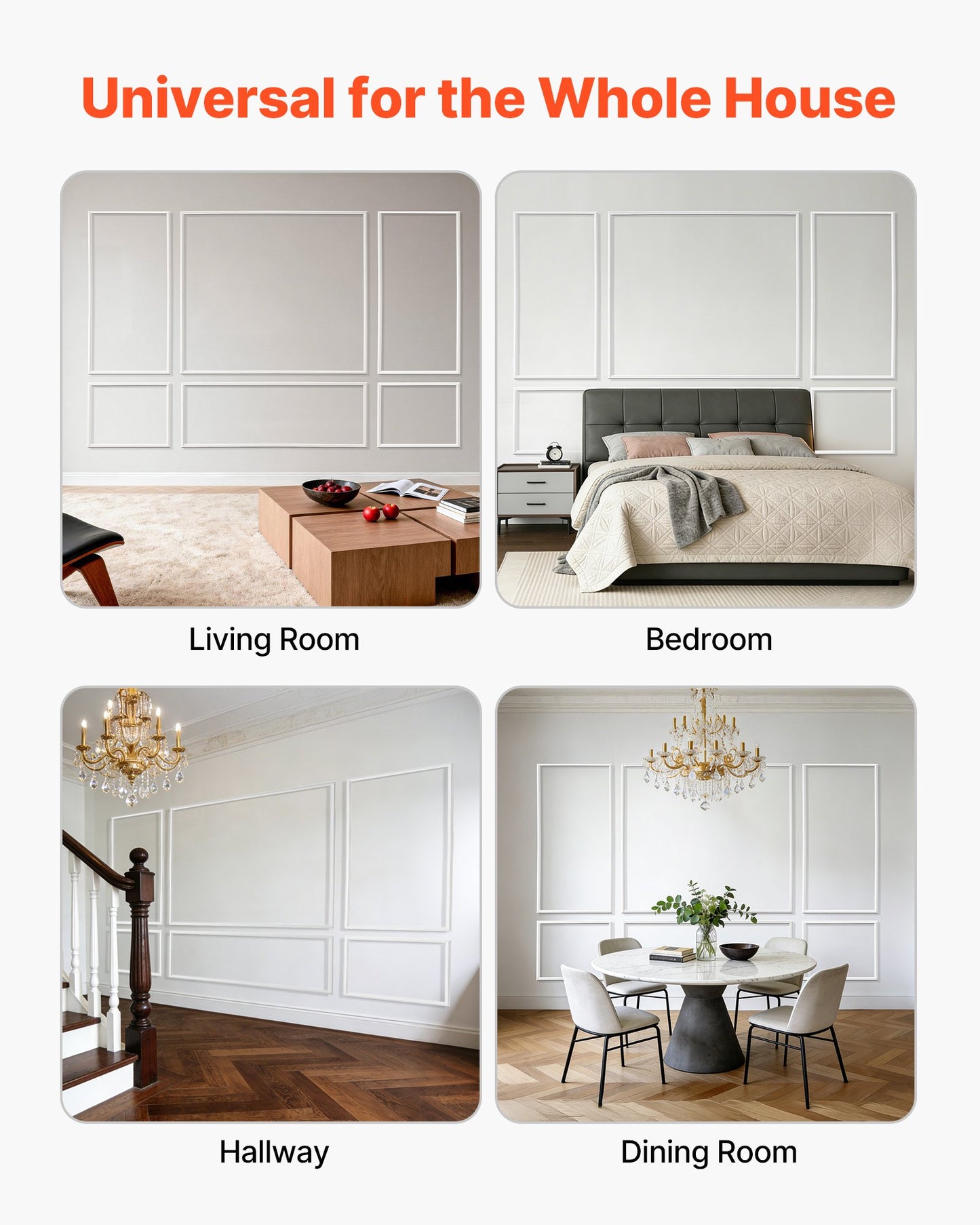 Wall Molding 3 Pack - Paintable Wainscoting Panels Kit for Interior Accent Walls