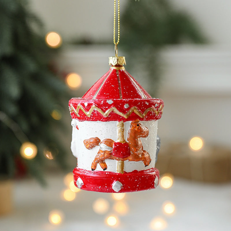 Christmas Tree Decorations Painted Plastic Ornaments Set - Holiday Decor